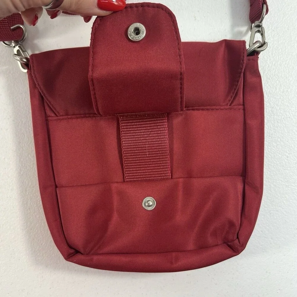 Travelon Crossbody‎ Convertible Waist Belt Bag Polyester Zip Pocket Travel Red